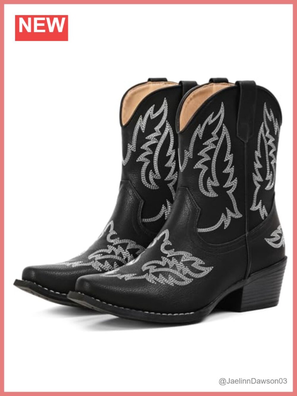 Faux Leather Cowboy Ankle Boots Western Cowgirl Snip Toe Pull-On